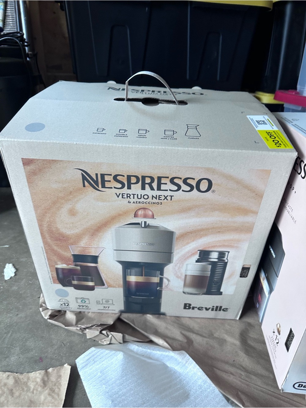 Nespresso Coffee Machine with Aeroccino Milk Frother - Black and Silver